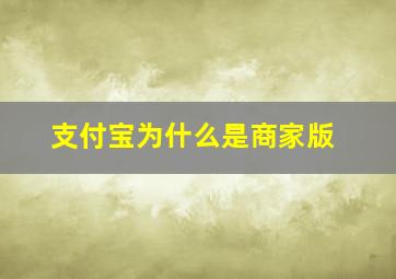 支付宝为什么是商家版