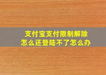 支付宝支付限制解除怎么还登陆不了怎么办