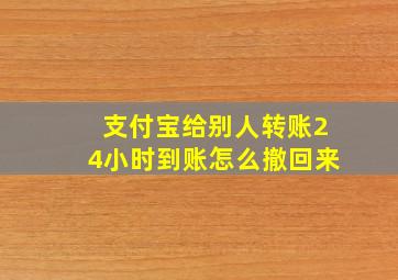 支付宝给别人转账24小时到账怎么撤回来