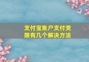 支付宝账户支付受限有几个解决方法