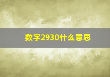 数字2930什么意思