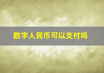 数字人民币可以支付吗