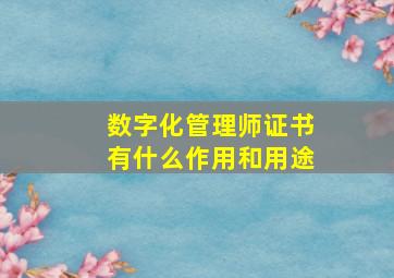 数字化管理师证书有什么作用和用途