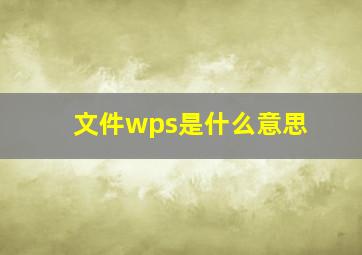 文件wps是什么意思