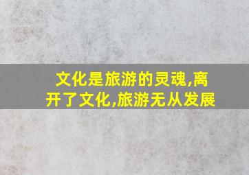 文化是旅游的灵魂,离开了文化,旅游无从发展