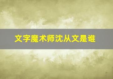 文字魔术师沈从文是谁