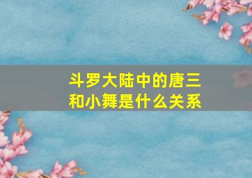 斗罗大陆中的唐三和小舞是什么关系