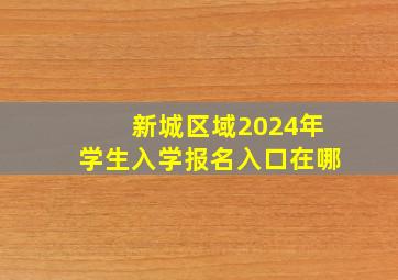 新城区域2024年学生入学报名入口在哪