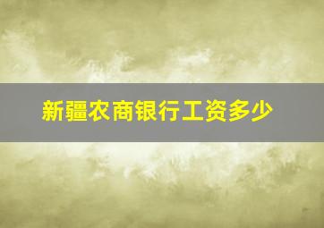 新疆农商银行工资多少