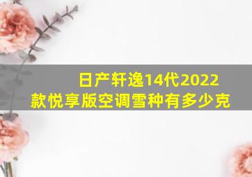 日产轩逸14代2022款悦享版空调雪种有多少克