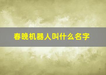 春晚机器人叫什么名字