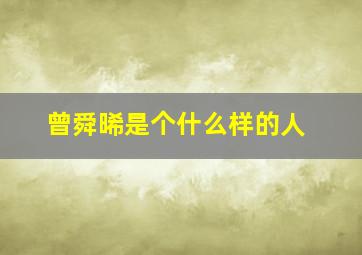 曾舜晞是个什么样的人