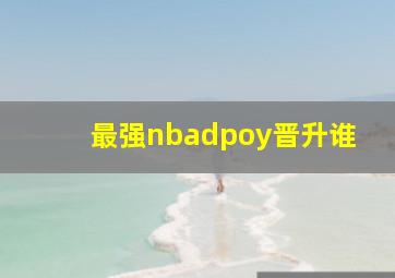 最强nbadpoy晋升谁