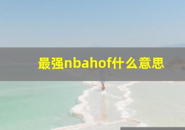 最强nbahof什么意思