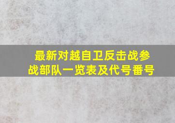 最新对越自卫反击战参战部队一览表及代号番号