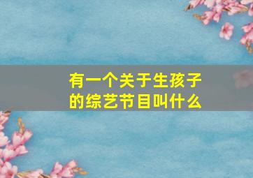 有一个关于生孩子的综艺节目叫什么