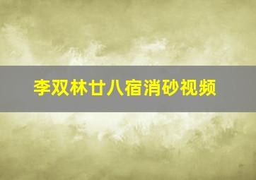 李双林廿八宿消砂视频