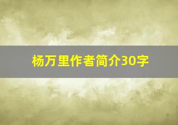 杨万里作者简介30字