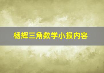 杨辉三角数学小报内容