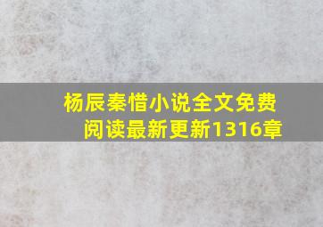 杨辰秦惜小说全文免费阅读最新更新1316章