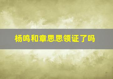 杨鸣和章思思领证了吗