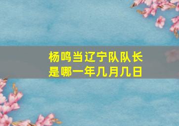 杨鸣当辽宁队队长是哪一年几月几日