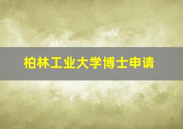 柏林工业大学博士申请