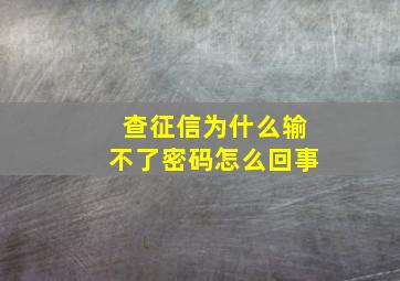 查征信为什么输不了密码怎么回事