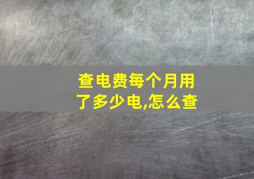 查电费每个月用了多少电,怎么查