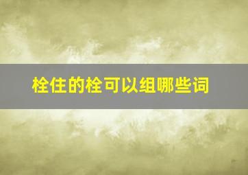 栓住的栓可以组哪些词