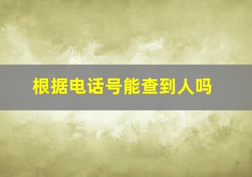 根据电话号能查到人吗