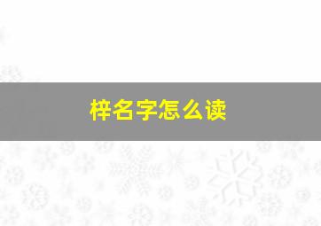 梓名字怎么读