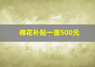 棉花补贴一亩500元