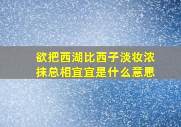 欲把西湖比西子淡妆浓抹总相宜宜是什么意思