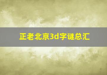 正老北京3d字谜总汇