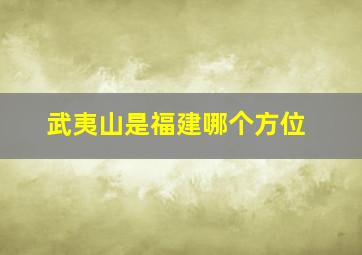 武夷山是福建哪个方位