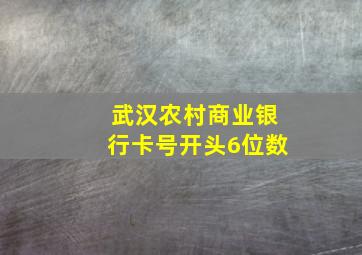 武汉农村商业银行卡号开头6位数