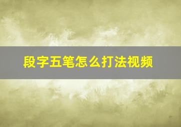 段字五笔怎么打法视频