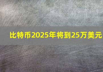 比特币2025年将到25万美元