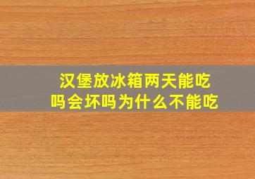 汉堡放冰箱两天能吃吗会坏吗为什么不能吃