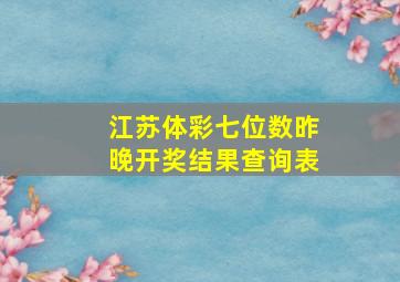 江苏体彩七位数昨晚开奖结果查询表