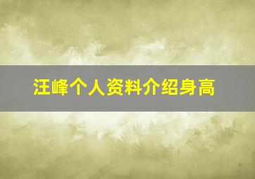 汪峰个人资料介绍身高