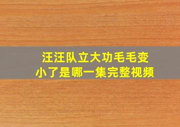 汪汪队立大功毛毛变小了是哪一集完整视频