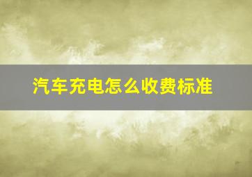 汽车充电怎么收费标准