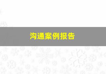 沟通案例报告