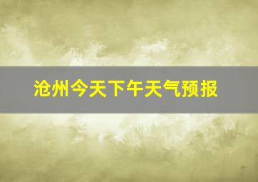 沧州今天下午天气预报