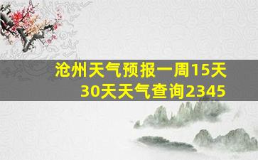 沧州天气预报一周15天30天天气查询2345