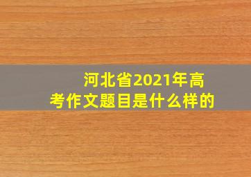 河北省2021年高考作文题目是什么样的