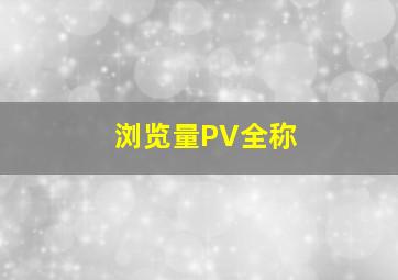 浏览量PV全称