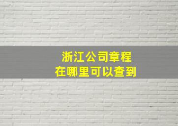 浙江公司章程在哪里可以查到